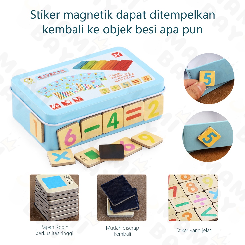 Mamibayi Intelligence Stick 100pcs/Puzzle Magnet Kaleng Mainan Peraga Belajar Berhitung