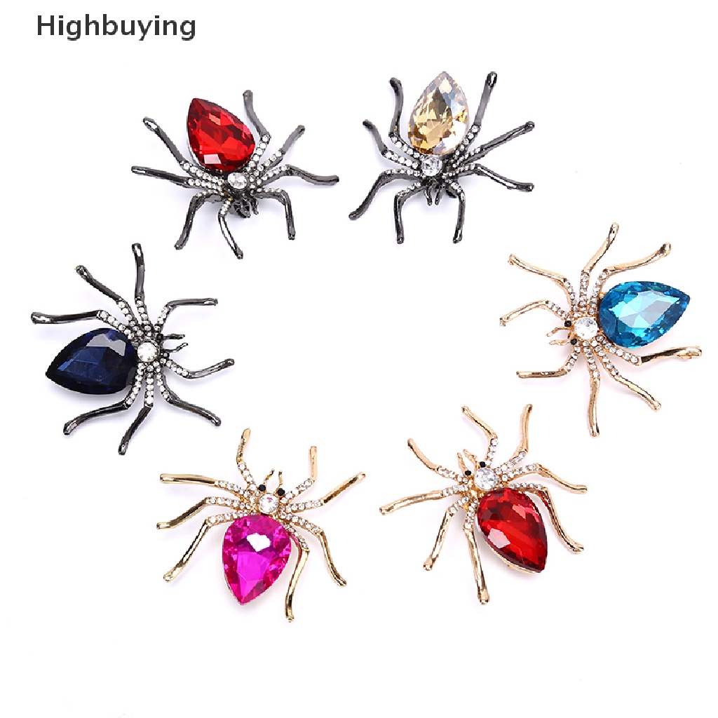 Hbid Fashion Lady Kristal Spider Pin Bros Dekorasi Korsase Lencana Perhiasan Hadiah Glory