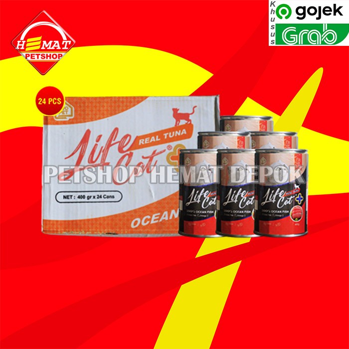 GOSEND Makanan Kucing Life cat Plus Wet Food Kaleng Dus 24Pcs 400gr