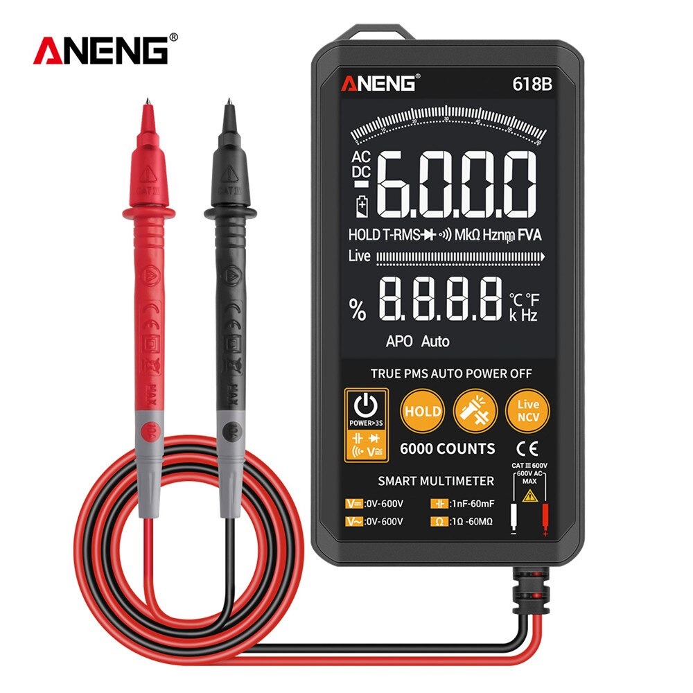 ANENG Digital Multimeter Voltage Tester - 618B - Black