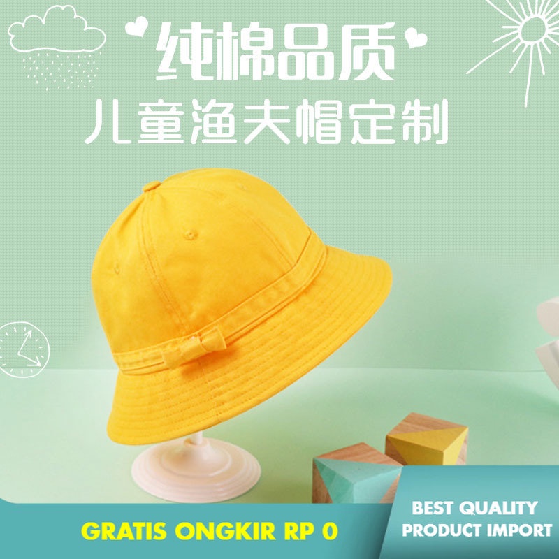 Topi Anak Anak-anak Jepang Kuning Cap Logo Kustom Maruko Ember Topi TK Ember Hat Utama Siswa Sekolah