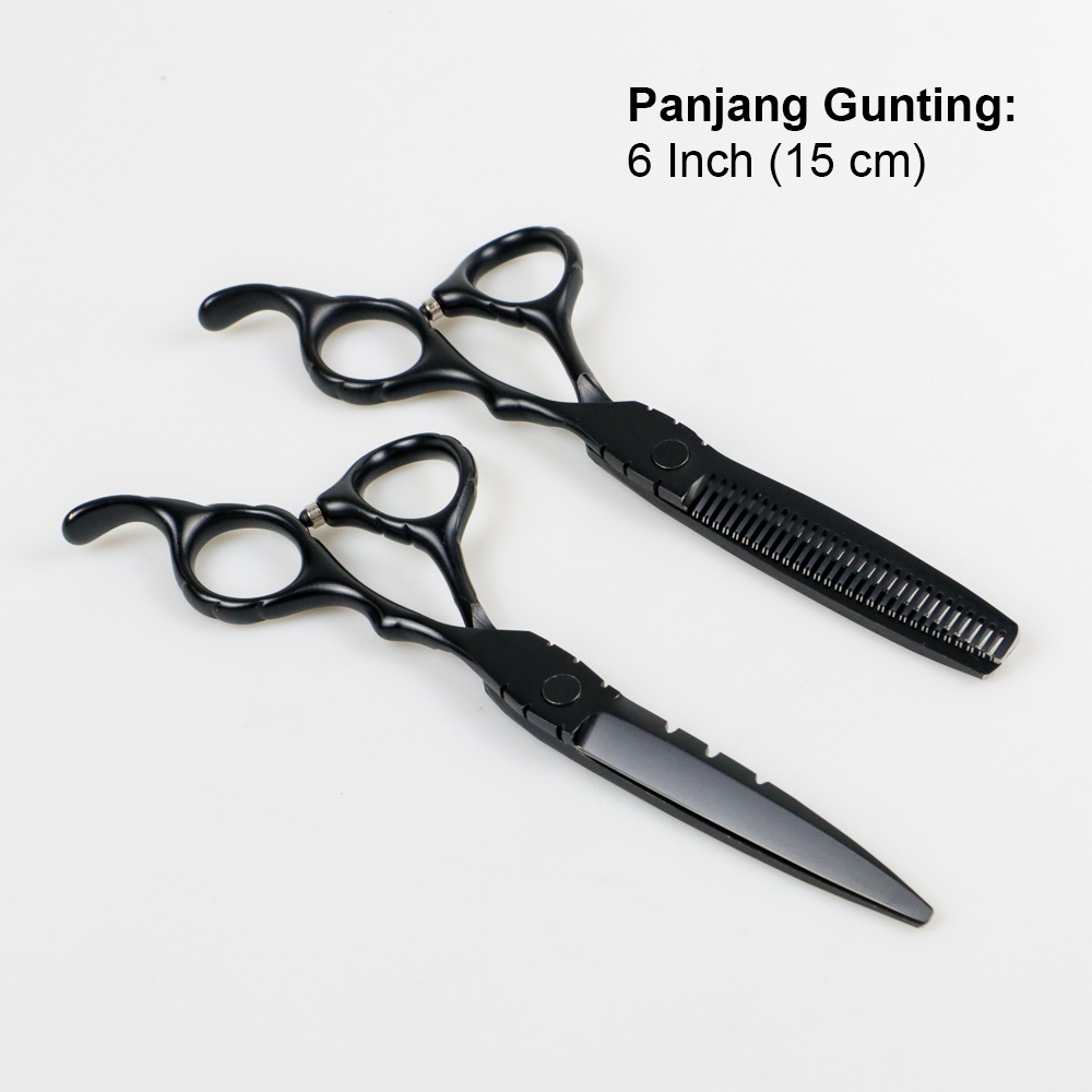 MrTiger Gunting Rambut Professional Barber Hairdressing Scissors 2 PCS/ Gunting Pangkas / Gunting Jigjag  6 Inch