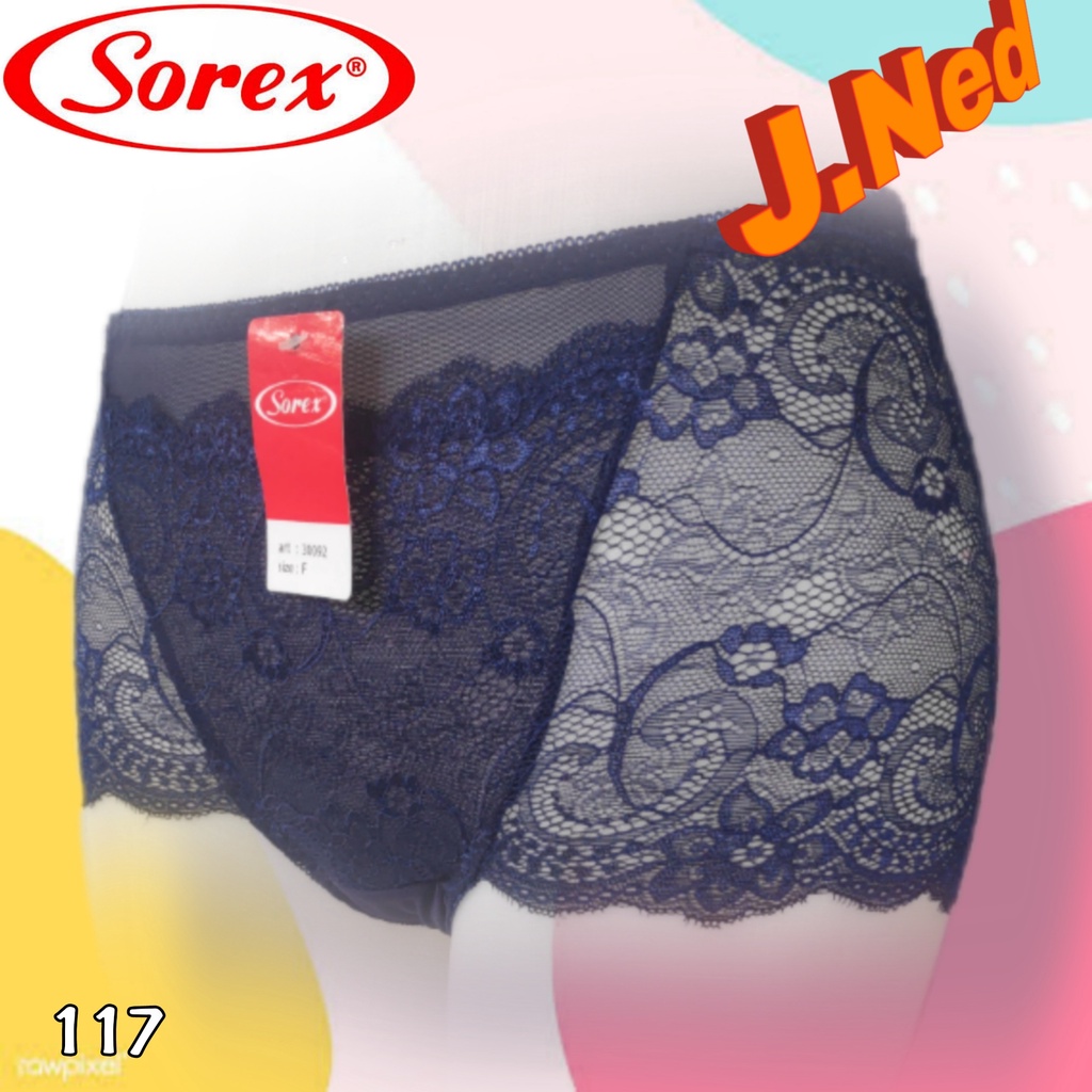 J117  CD WANITA SOREX RENDA BRUKAT TRANSPARAN FREE SIZE SETARA L-XL