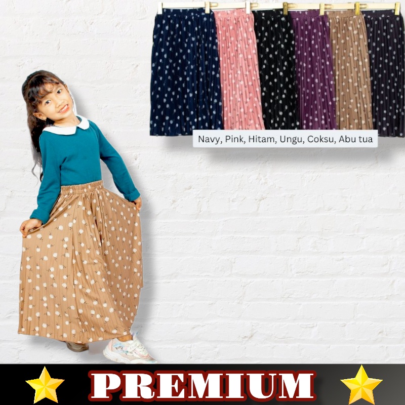 ROK PLISKET ANAK MOTIF KEMBANG KECIL PREMIUM 3-6 TAHUN