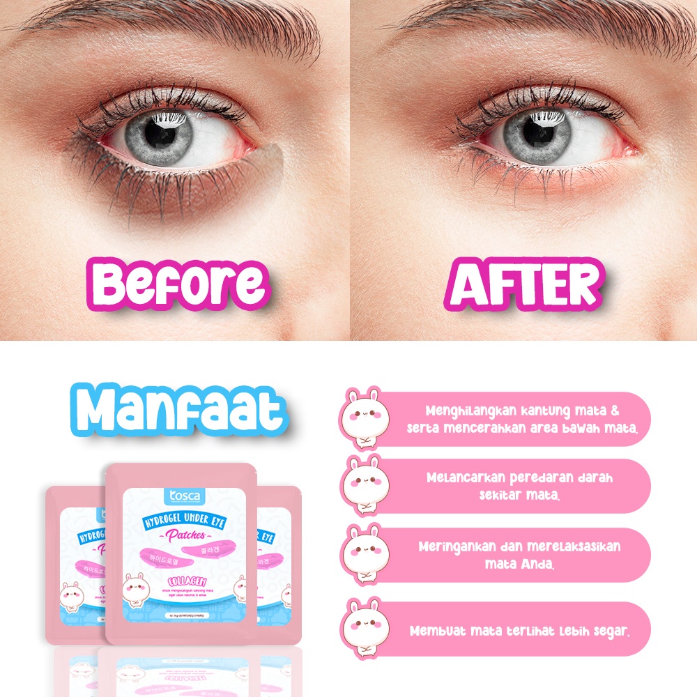 HYDROGEL UNDER EYE PATCHES Masker Mata Tosca Hydrogel Under Eye Patches Eye Mask Masker Anti Mata Panda untuk menghilangkan kantung mata dan juga kerutan mata