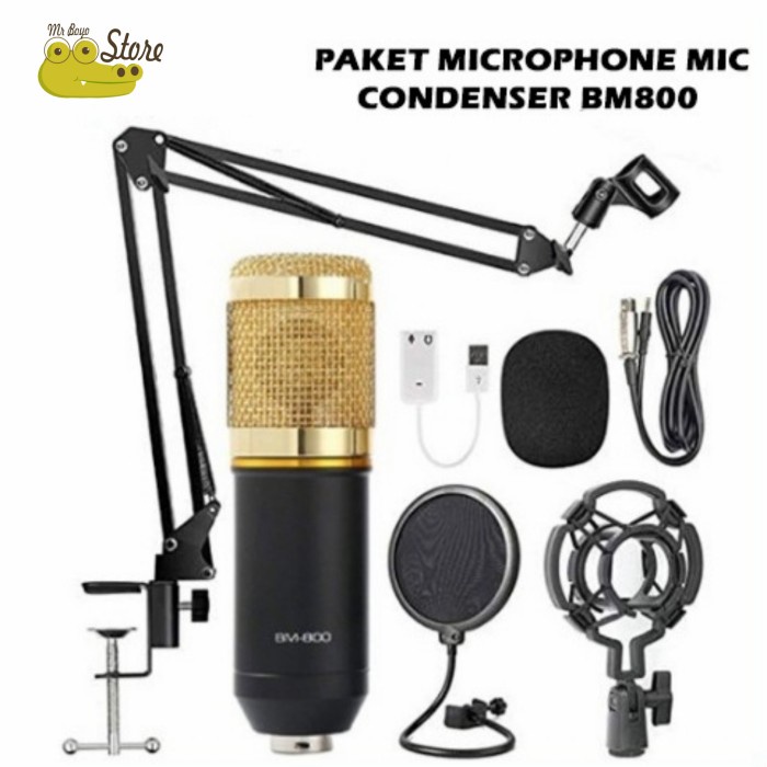 Produk Terbaik] PAKET Microphone AVEN BM-800 Mic Condenser Shock Proof Mikrofon Record