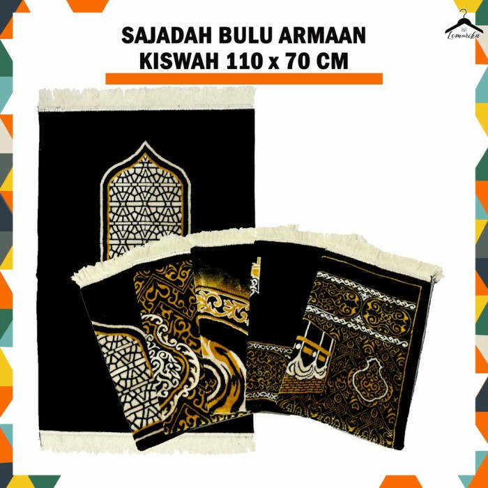 Sajadah Sajadah turki kiswah hitam tebal premium - Motif Random(D8B2) Sajadah Turki Premium ORIGINAL