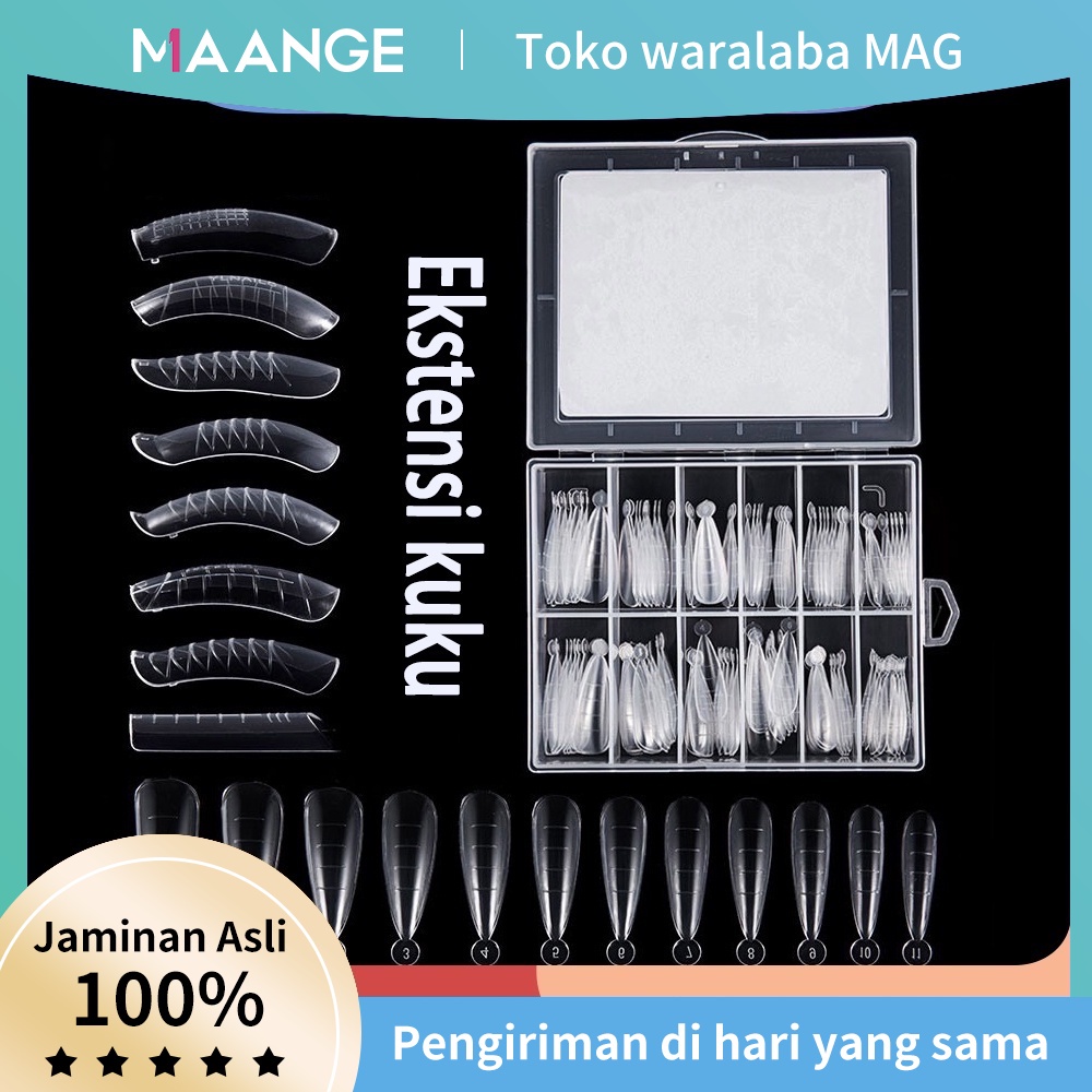 MAANGE0081 Manicure Set Kuku Cetakan Kuku Cepat Terapi Cahaya Kristal Kuku Ekstensi Kuku Tanpa Bat Kertas 120 Kotak