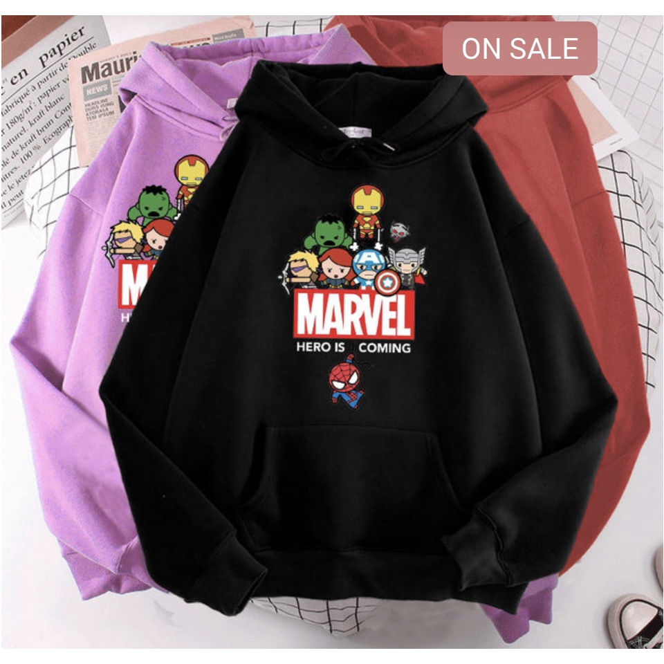 Jaket Hoodie Anak Viral MAEVEL HERO IS COMING II Jumper Hoodie Anak  MAEVEL HERO IS COMING II Sweater Hoodie Kids Sz M - XL ( Laki Laki &amp; Peremepuan )