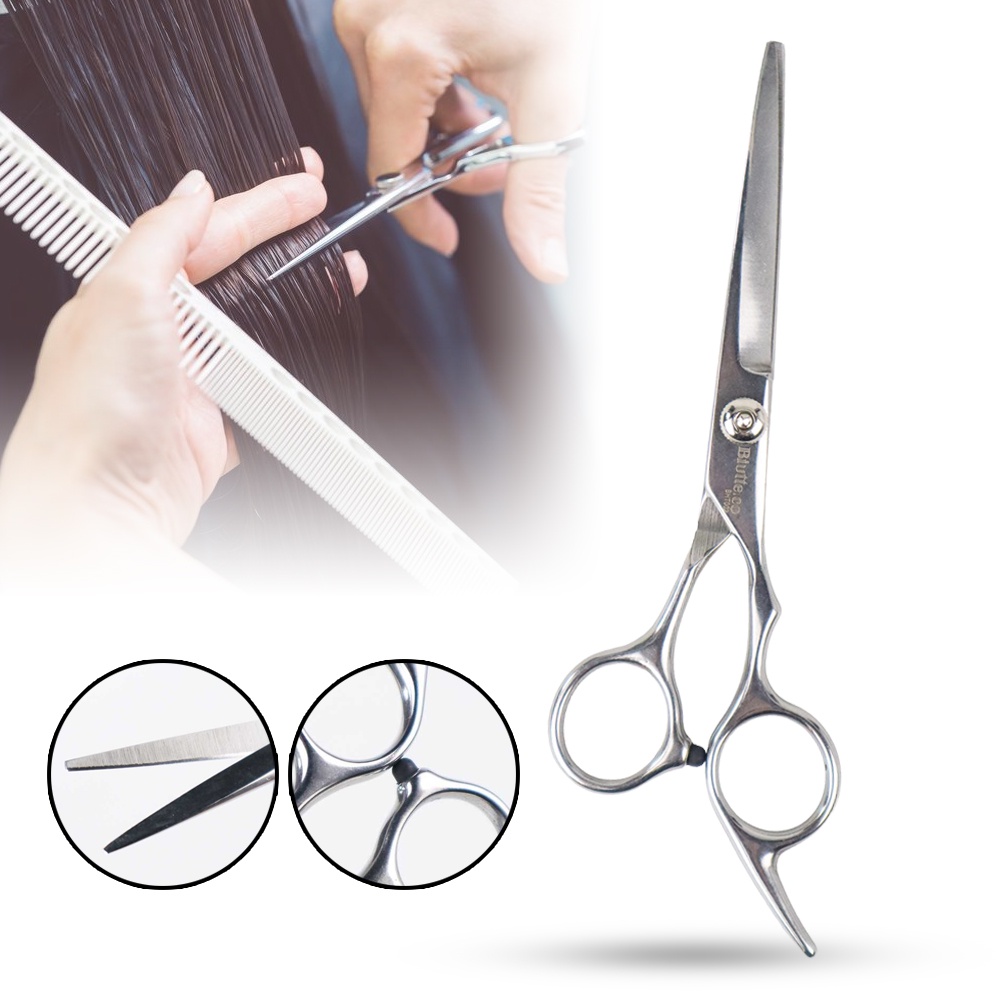 Gunting Rambut Full Stainless Steel Model Flat Cut -Silver