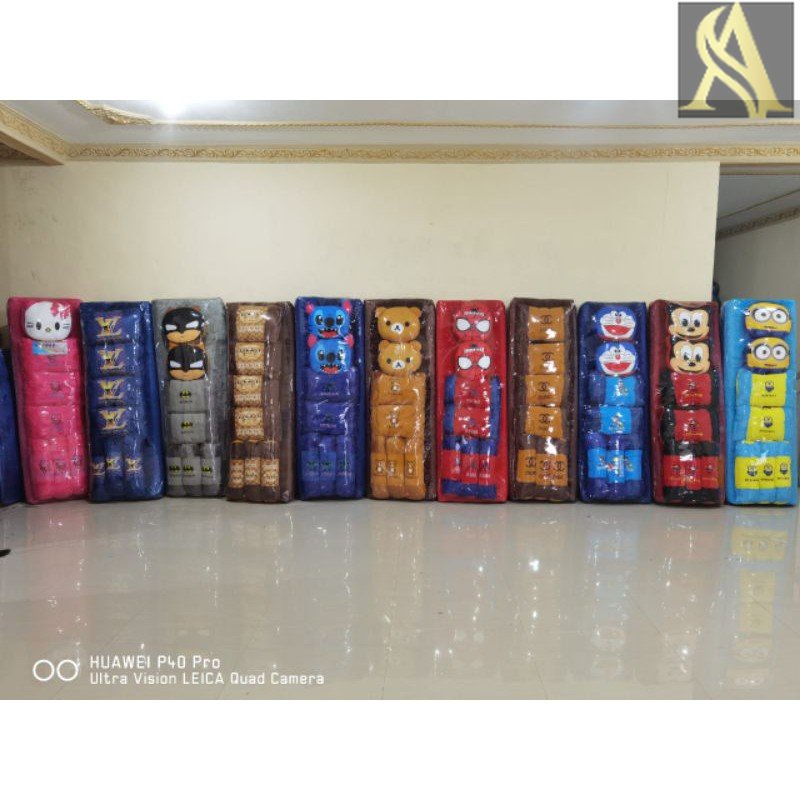 Surpet Kasur Bulu Karakter Tebal / Kasur Surpet Karakter / Karpet Rasfur 170x160x6cm Isi 7 Bantal