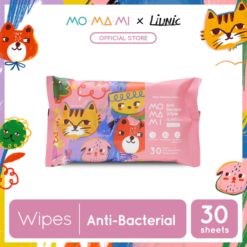 Momami x Liunic Anti Bacterial Wipes Pink