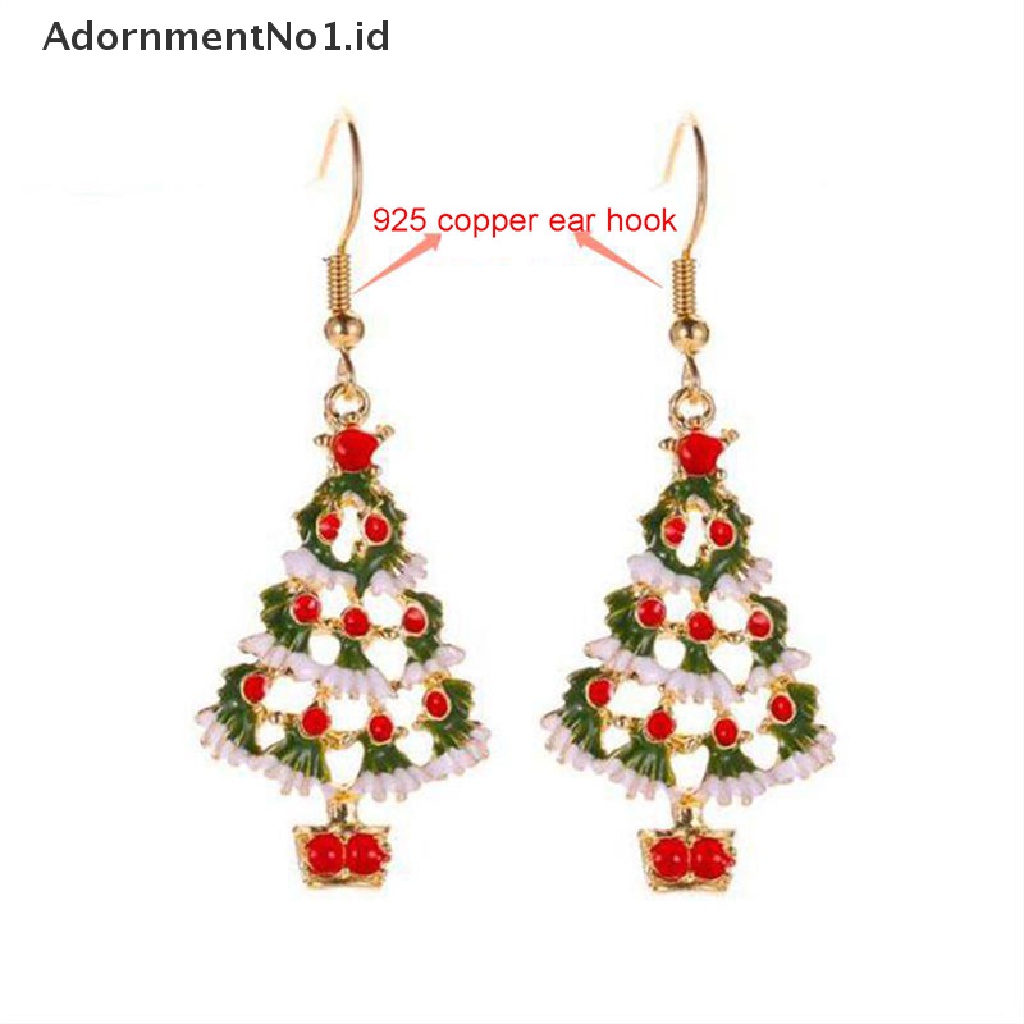 [AdornmentNo1] Anting Pohon Natal Trendi Untuk Wanita Santa Claus Snowman Drop Earrings Perhiasan Hadiah Natal [ID]