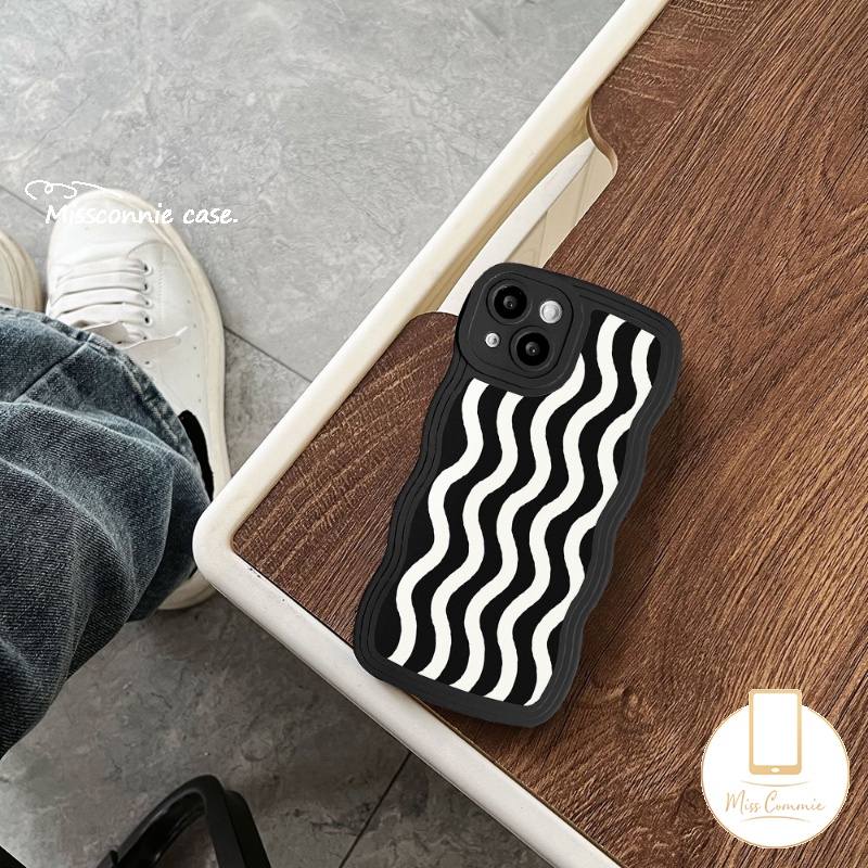 Oppo A78 A17 A17K A57 A12 A15 A54 A95 A16 A96 A5s A55 A76 A77 A16s A3s A5 A9 A74 A7 A16K A1k A77s A53 A52 A92 Reno 8T 85f 7Z 6warna Hitam Putih Motif Gelombang Air Wavy Edge Sarung