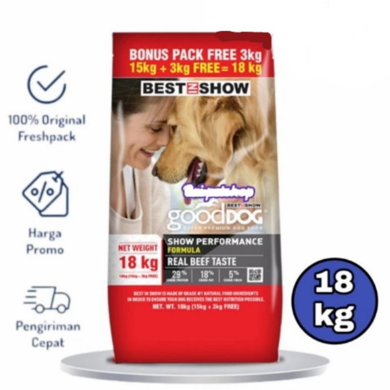 (Grab Gojek) best in show good dog beef 18 kg - dog food adult beef
