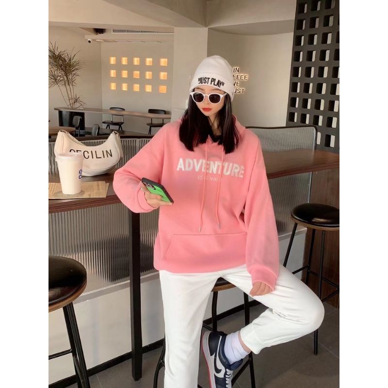 Jacket Hoodie Oversized S - XXXXXXL(6XL) ADVENTURE Hoodie Korean Style BIGSIZE Boy Girl Jaket Jumper Jumbo Fleece Ulzzang Lilac Lavender Peach