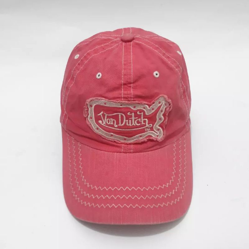 TOPI VON DUTCH PINK KULIT | BEKAS SECOND IMPORT THRIFT VINTAGE ORIGINAL CAP