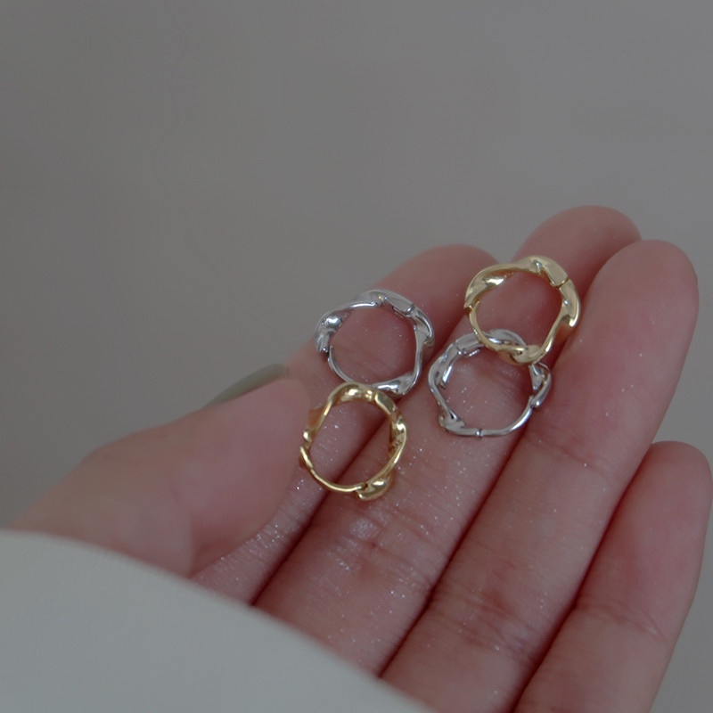 Papaozhu Elegan s925 Perak Mobius Memutar Anting Hoop Untuk Wanita Perempuan Minimalis Lingkaran Kecil Bulat Anting-Anting Fashion Telinga Perhiasan