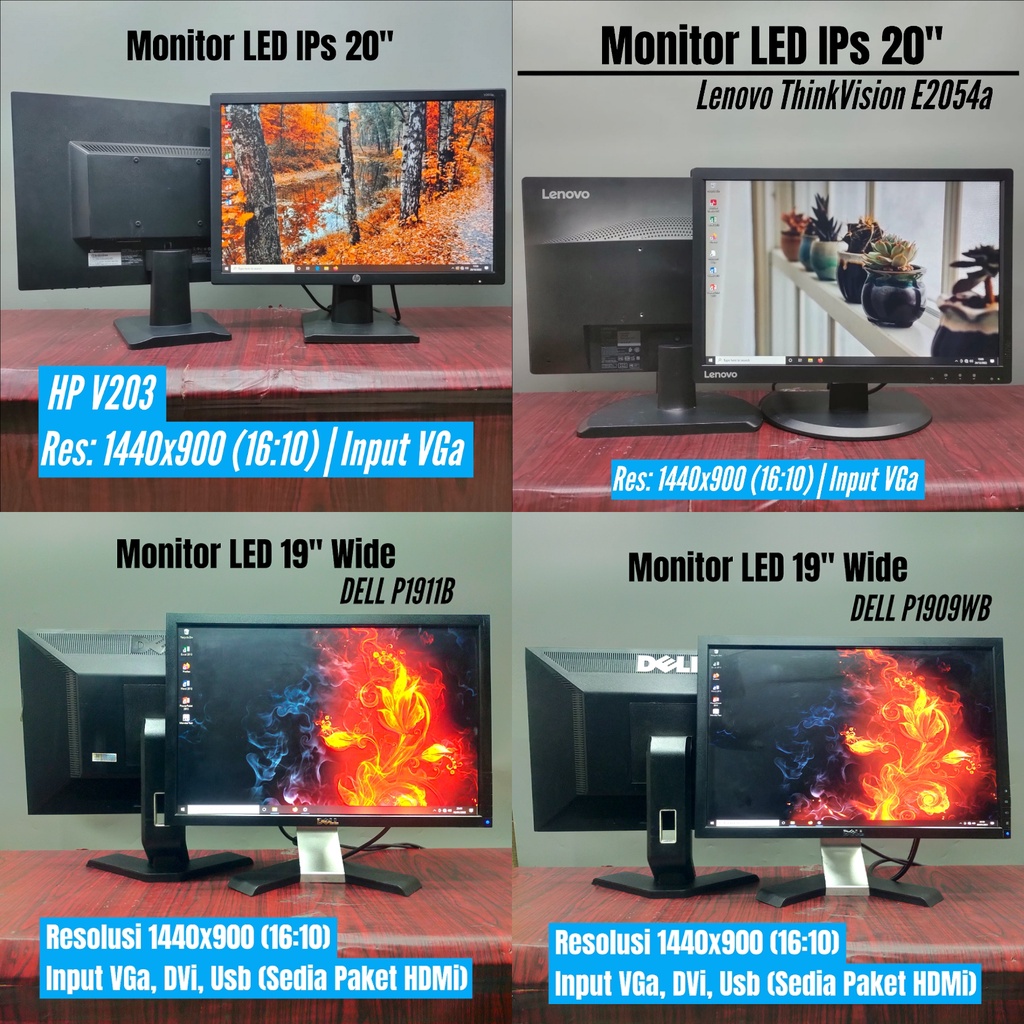 LED LCD Monitor 22 20 19 Inchi Murah Normal Mulus Berkualitas Bergaransi