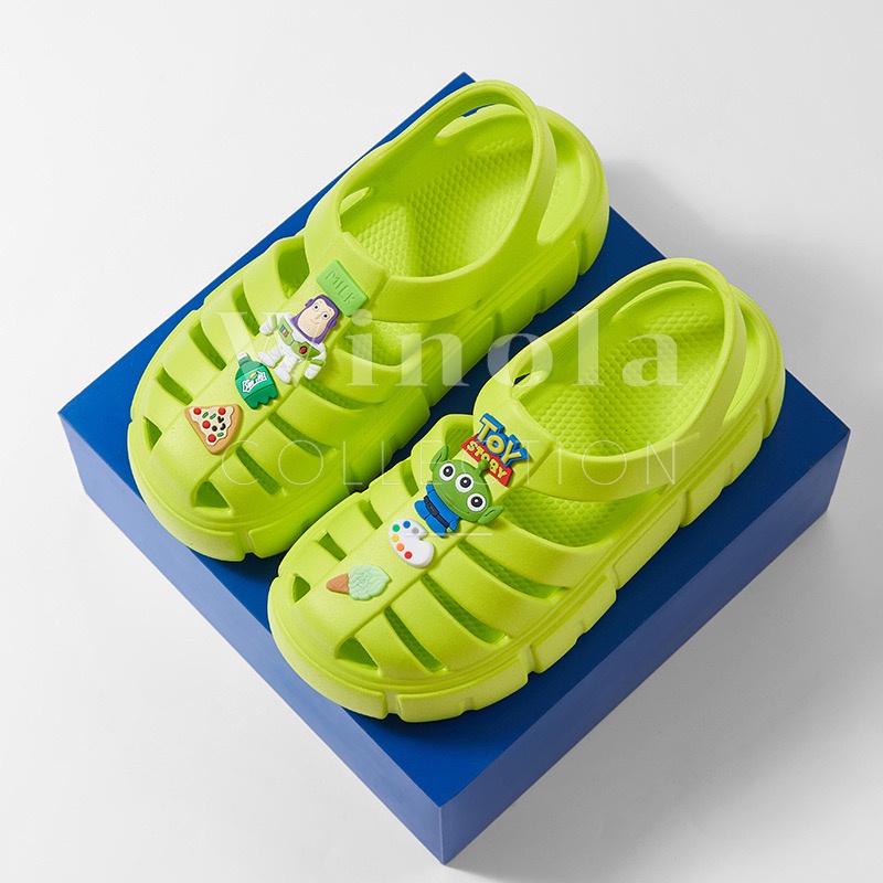 Sandal Wanita Eva Premium Import Korean Style Tebal 6 CM Toy Story Pizza Winola Collection