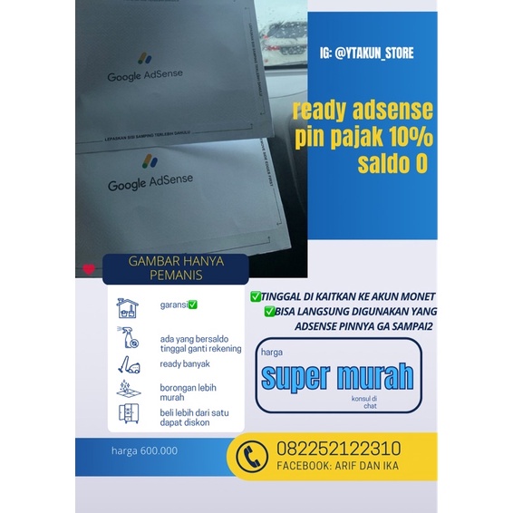 ADSENSE PIN SALDO 0 PAJAK 10%