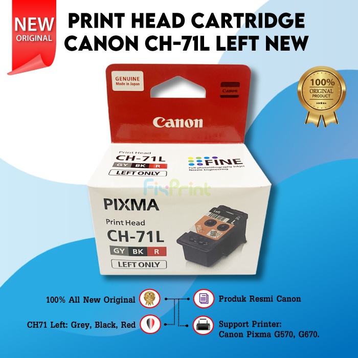 Print Head Cartridge Canon CH-71L Left Grey Black Red CH71L CH-71R Right Cyan Magenta Yellow Printer Canon Pixma G570 G670 CH71L CH71R