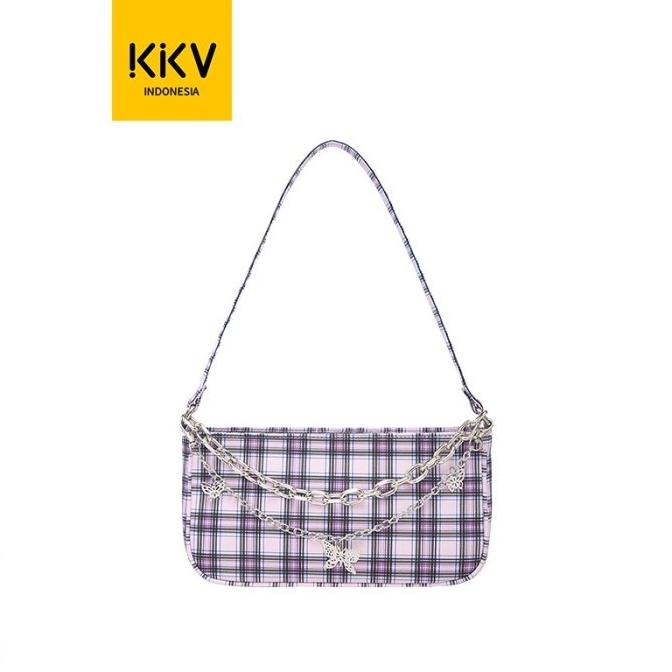 KKV JM Purple Plaid Shoulder Bag Tas Bahu Motif Plaid Aksesoris Kupu