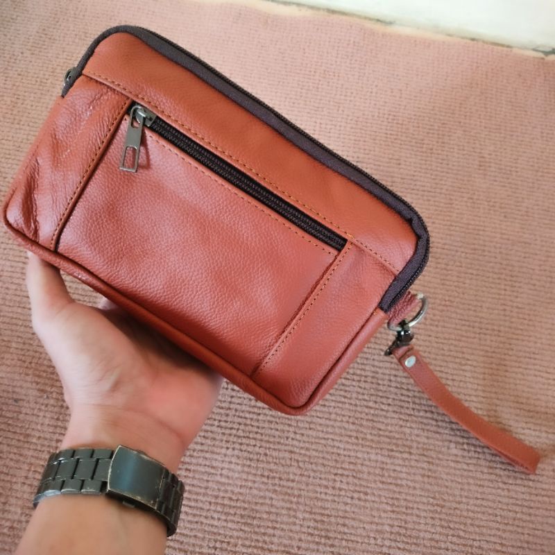 Hand bag pria kulit asli garut punya