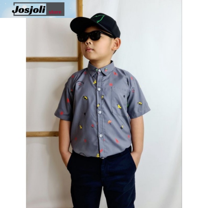 JOSJOLI_STORE/Kemeja Kids Owen/Kemeja Anak Laki-Laki Lengan Pendek/Fashion Anak/Size S, M, L, XL