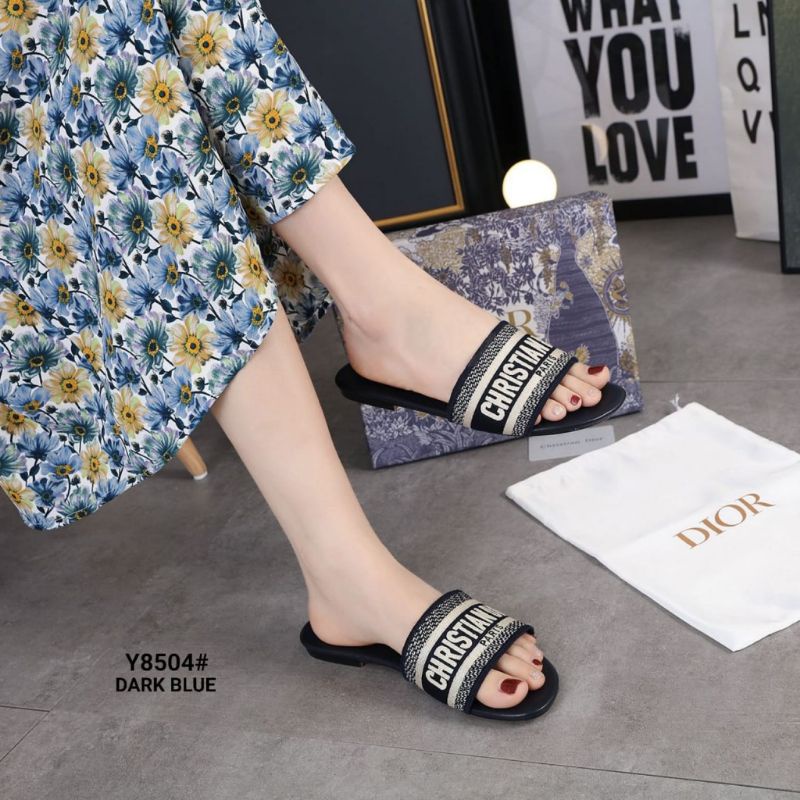 CD Christian Dior Dway Slide Embroidered Cotton Women's Sandal Y8504