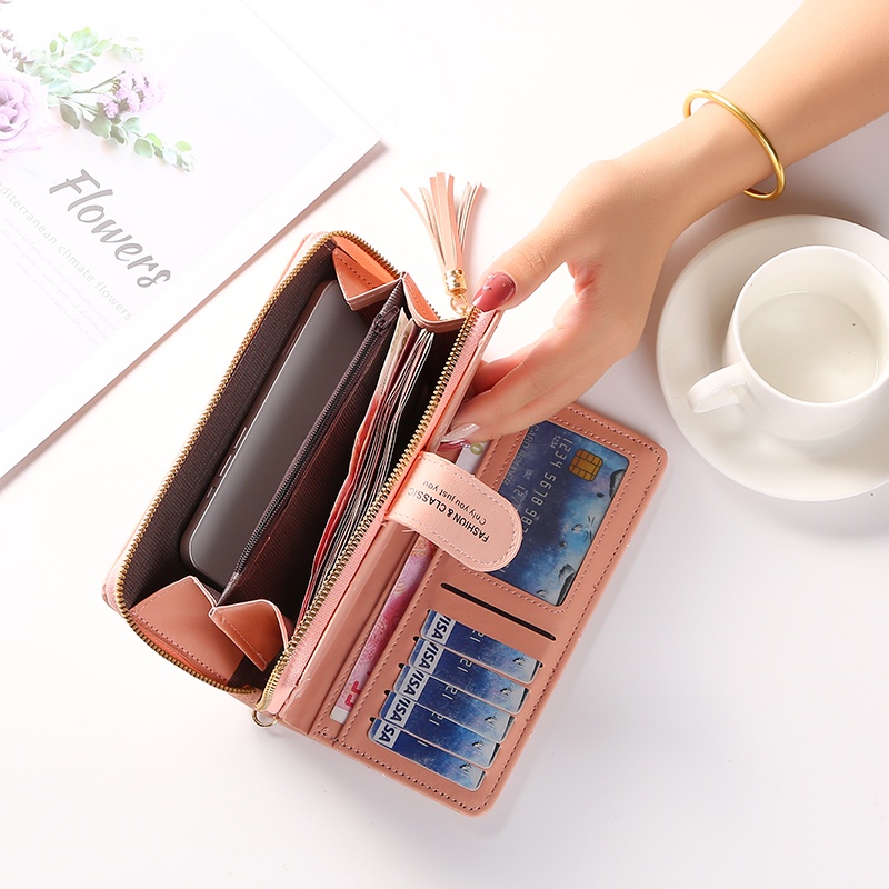 COD Dompet Panjang Wanita Zipper Resleting Dompet Panjang Kasual Wanita Dompet Kekinian Dompet Korean Style Wanita Dompet Cewek Azgalery D87