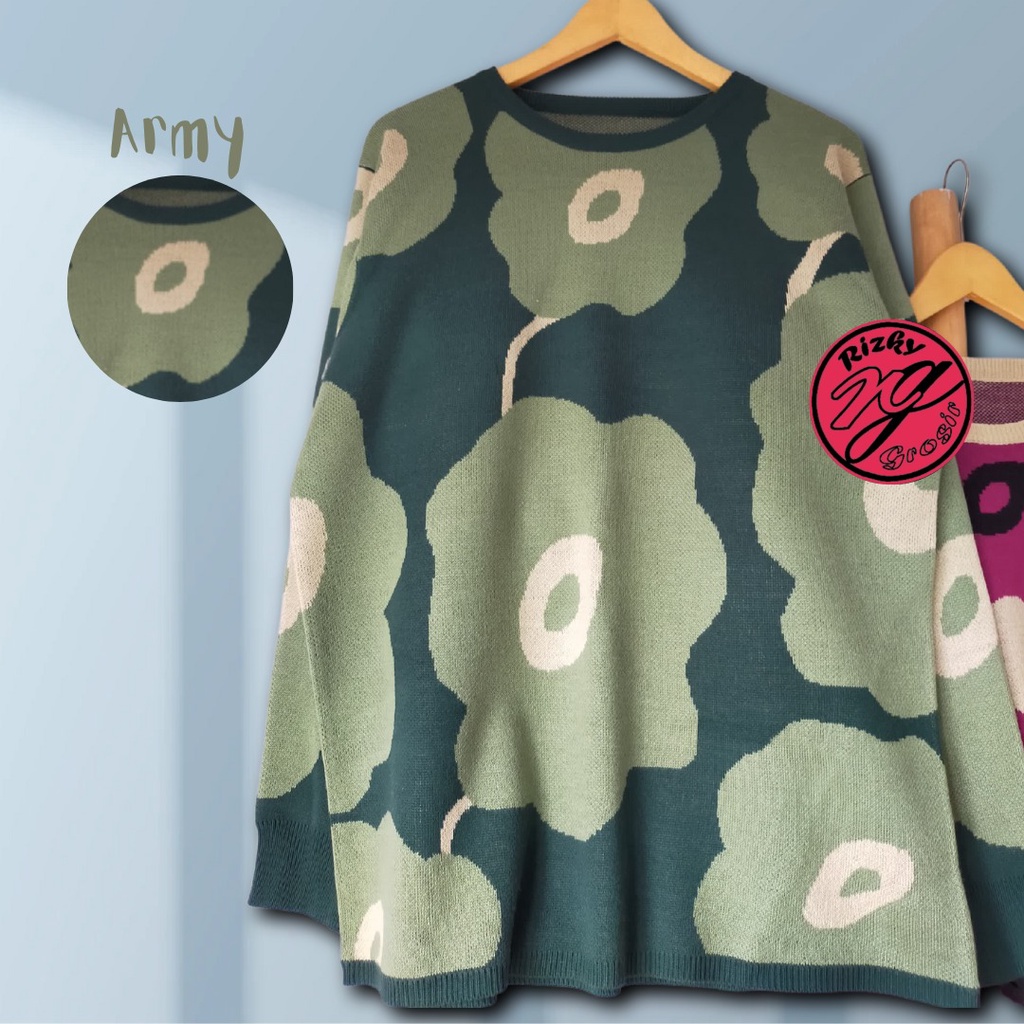 Sweater rajut oversize premium clarissa bunga