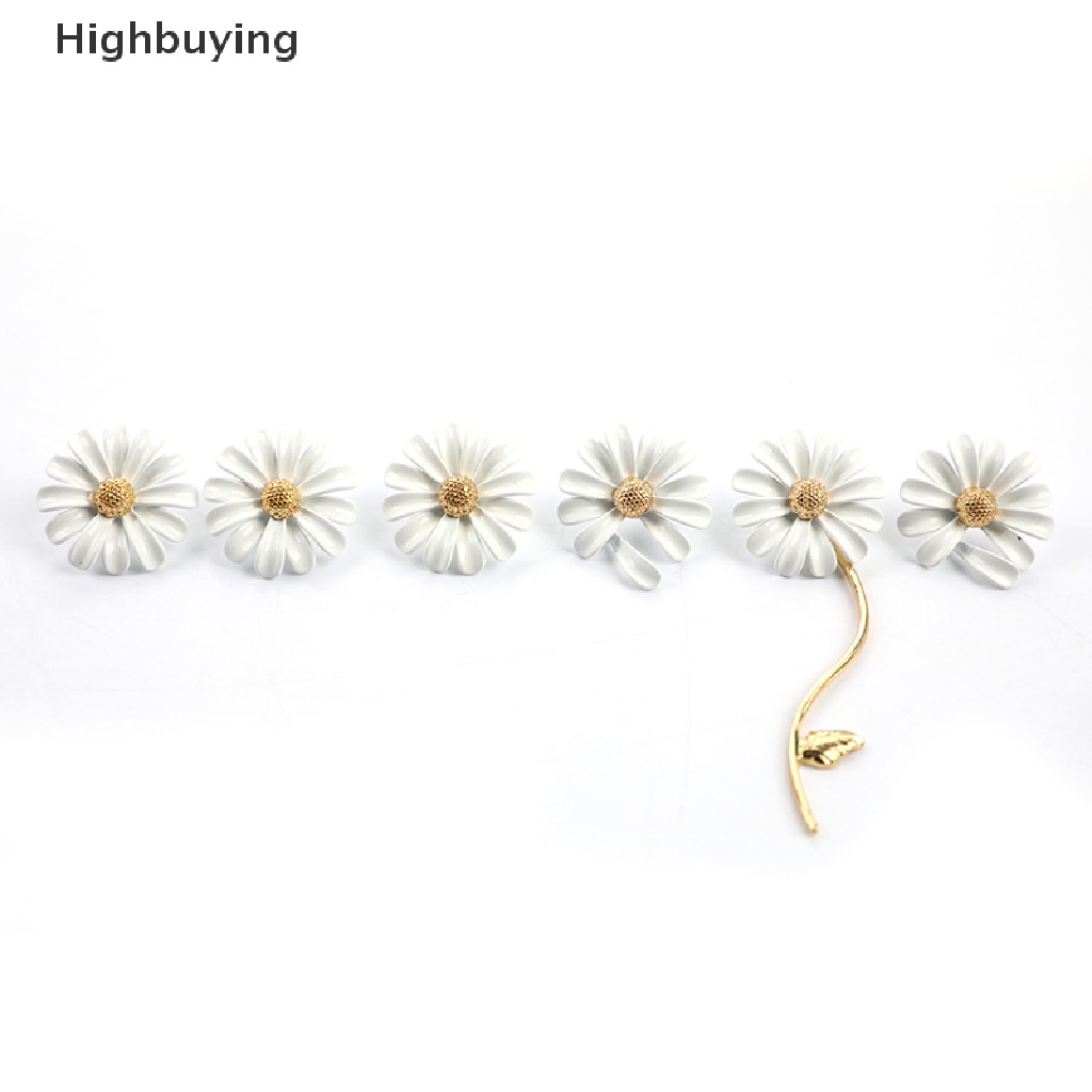 Hbid Lucu Vintage Bunga Enamel Glaze Stud Earrings Wanita Fashion Asimetris Daisy Glory