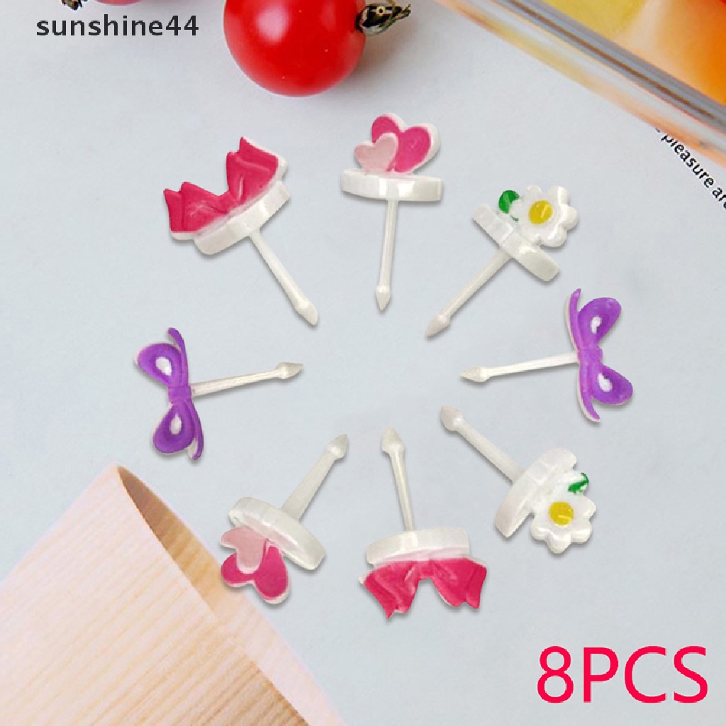 Sunshine 8Pcs Lucu Mini Flower Farm Kartun Food Picks Anak Snack Kue Dessert Makanan Garpu Buah Makan Siang Bento Aksesoris Dekorasi Pesta.