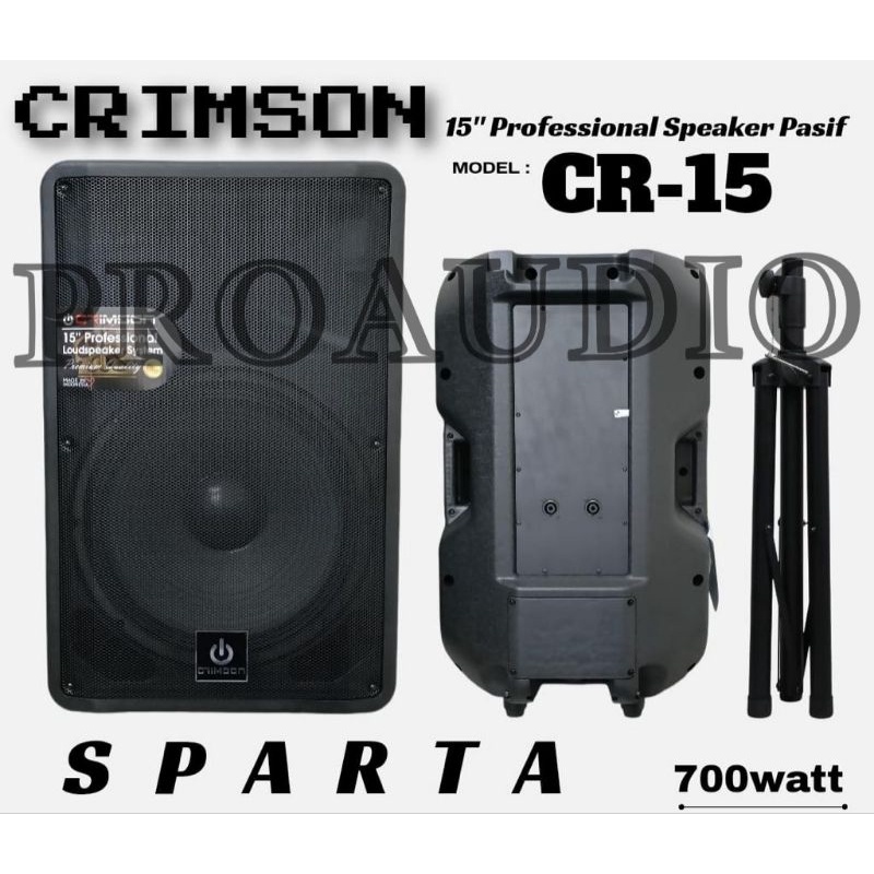 SPEAKER PASIF 15 Inch + STAND 1000 Watt SUPER BASS Crimson - SPARTA