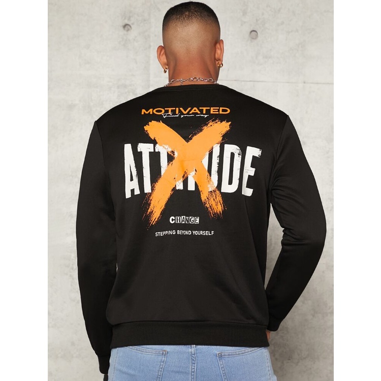 Sweatshirt Basic X ATTITUDE II Sweater Crewneck Print DTF II Size M - XL Anak &amp; Dewasa ( Pria &amp; Wanita )