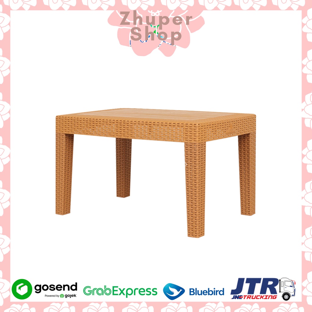 Meja OST-R - Meja Teras Plastik Rotan Olymplast Panjang / Meja Taman Plastik / Meja Serbaguna Olympl