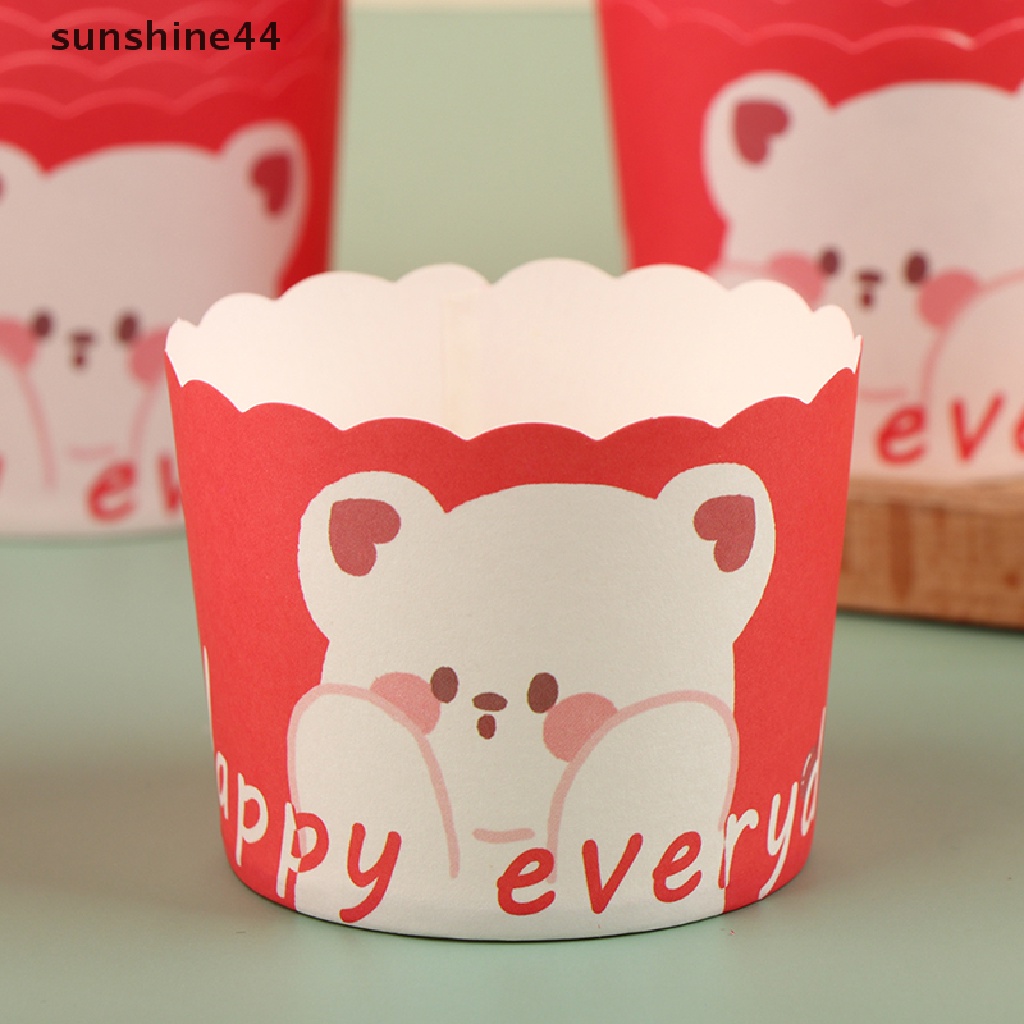 Sunshine 50Pcs Wave Print Cupcake Paper Cups Striped Cake Cups Perlengkapan Cetakan Kue.