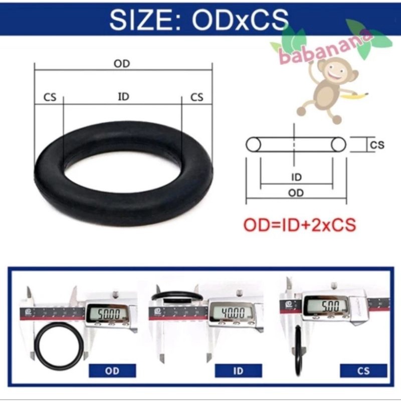 150pcs Rubber NBR DQ005 hitam O-Ring washer ring seal kit cincin karet