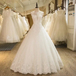 gaun pengantin gaun pengantin kristal tanpa lengan putih applique empire pinggang lantai panjang gau