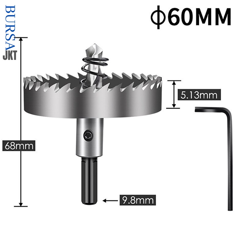 MATA BOR HOLE SAW STAINLESS STEEL PELUBANG BESI PLATE METAL DRILLING LOGAM 60 MM