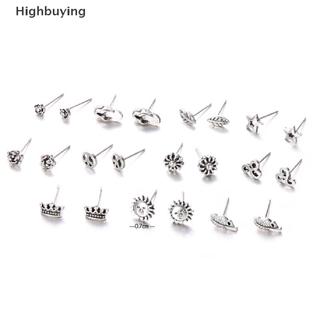 Hbid 11pasang/Set Bohemian Sederhana Perak Ear Stud Earrings Wanita Perhiasan Anting Glory