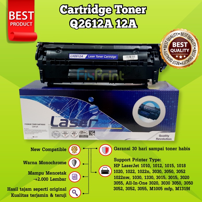 Cartridge Toner Compatible XP 12A Q2612A 1010 1020 3000 M1005 M1319