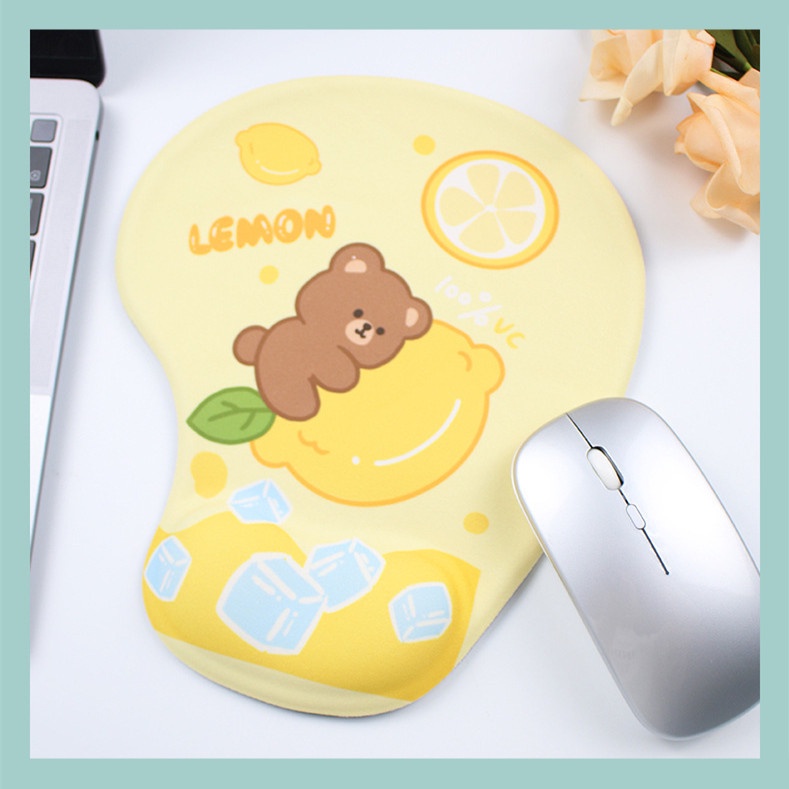 Lovely Shape Mouse Pad Wrist Support Silica Gel Filling Mouse Pad Kain Sutra Susu Mousepad Dengan Penyangga Pergelangan Tangan