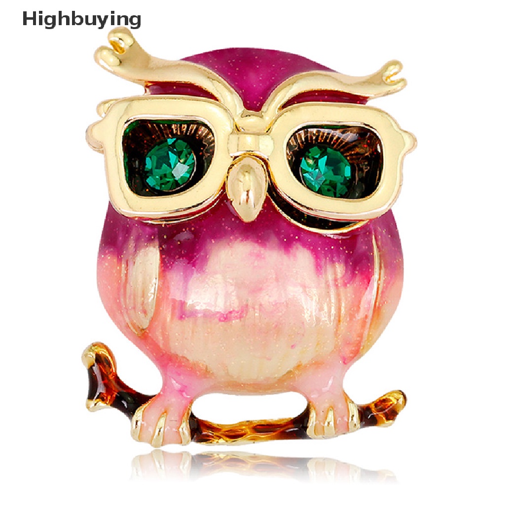 Hbid Enamel Owl Kacamata Bros Pin Hewan Kristal Pesta Pernikahan Bros Pin Hadiah Glory