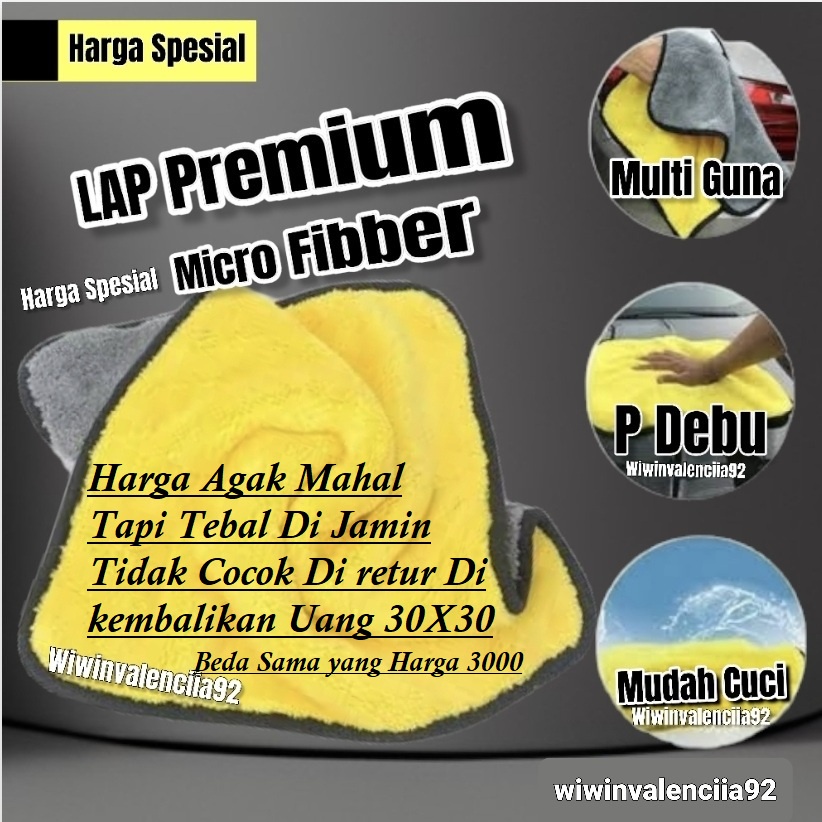 Jamin TEBAL!! Anti Serap Kain lap microfiber Anti lecet lap serbaguna KAIN LAP MOBIL Motor Cycle Bike PREMIUM LEMBUT 2 Sisi Halus Tahan Kuning-Abu Serga Guna Topo tokpo Pembersih Bersih Pem Debu Dust Mudah Cuci Kotoran Cucian Kotor Bersih CLEAN 30 X 30 Cm
