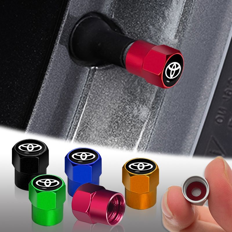 4pcs Tutup Pentil Ban Mobil Universal Tutup Penutup Pentil Mobil Ban Dengan Karet Pelindung Car Tyre Wheel Valve Cap