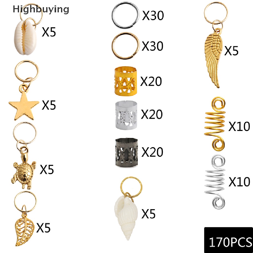 Hbid 60-170pcs Mix Cincin Rambut Kepang Gimbal Manik Manset Klip Aksesoris Rambut Glory