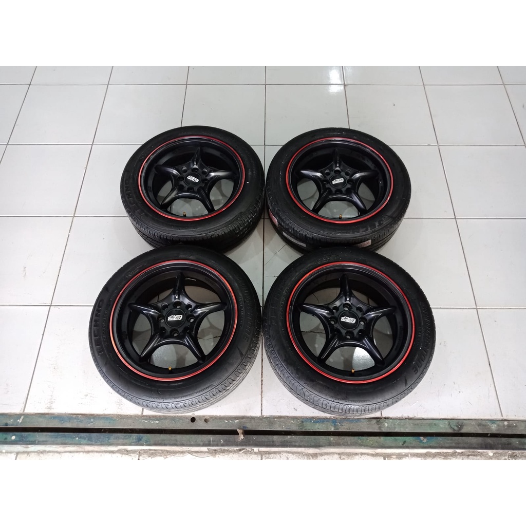 1 Set 4 Pcs Velg Seken Merk Mugen RNR Ring 15 PCD 4x1000 / 4x114 Ban 185 55 For Brio, Agya, Sirion