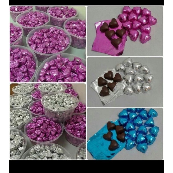 

cokelat praline motif love/bungkus alumunium foil/harga satuan